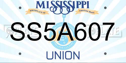 SS5A607 Mississippi License Plate