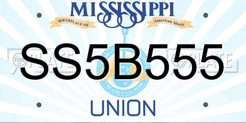 SS5B555 Mississippi License Plate