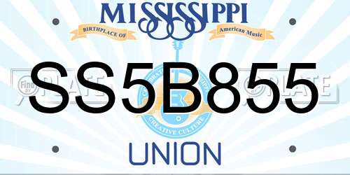 SS5B855 Mississippi License Plate