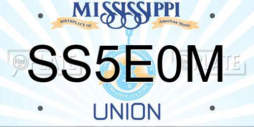 SS5E0M Mississippi License Plate