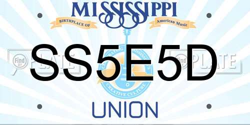 SS5E5D Mississippi License Plate