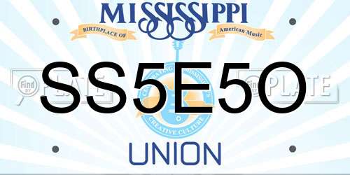 SS5E5O Mississippi License Plate