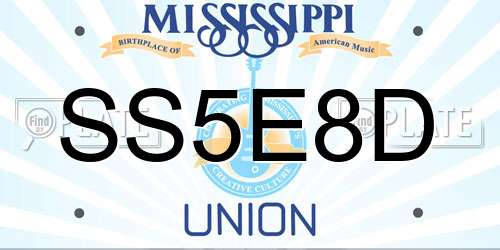 SS5E8D Mississippi License Plate