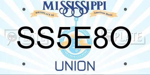 SS5E8O Mississippi License Plate