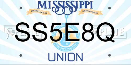 SS5E8Q Mississippi License Plate