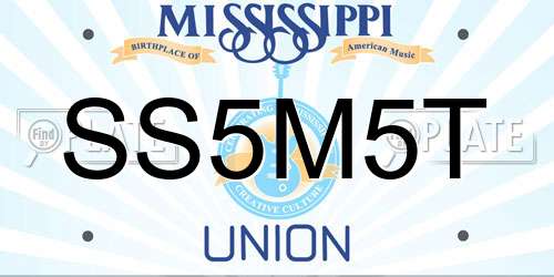 SS5M5T Mississippi License Plate
