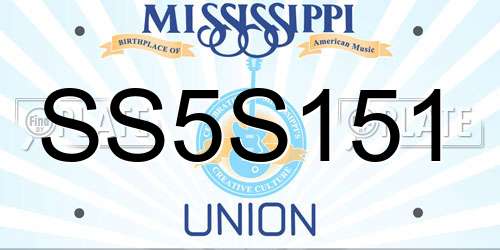 SS5S151 Mississippi License Plate