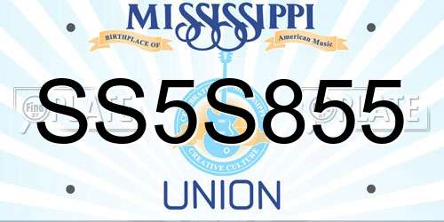 SS5S855 Mississippi License Plate