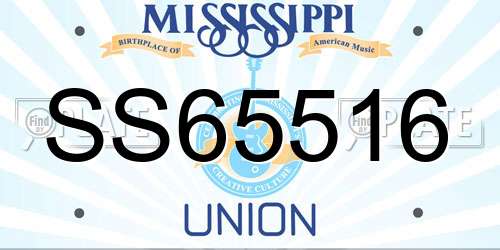 SS65516 Mississippi License Plate