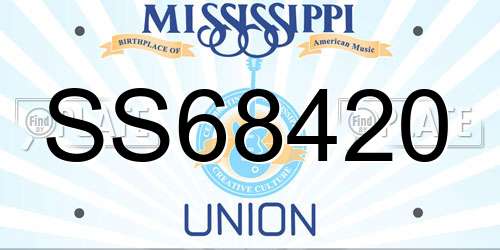 SS68420 Mississippi License Plate