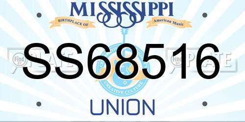 SS68516 Mississippi License Plate