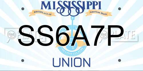 SS6A7P Mississippi License Plate