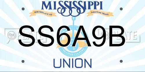 SS6A9B Mississippi License Plate