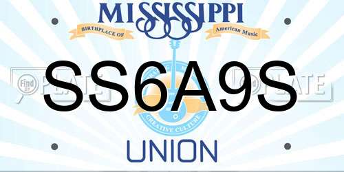 SS6A9S Mississippi License Plate