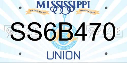 SS6B470 Mississippi License Plate