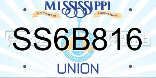 SS6B816 Mississippi License Plate