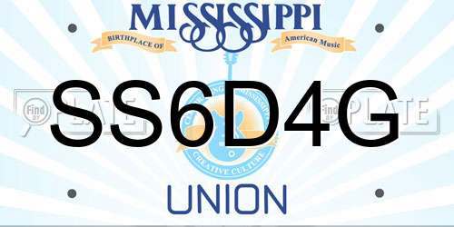 SS6D4G Mississippi License Plate
