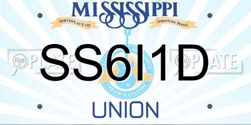 SS6I1D Mississippi License Plate