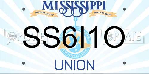SS6I1O Mississippi License Plate