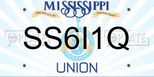 SS6I1Q Mississippi License Plate