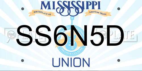 SS6N5D Mississippi License Plate