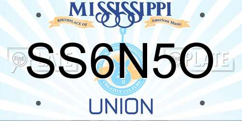 SS6N5O Mississippi License Plate