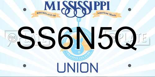 SS6N5Q Mississippi License Plate