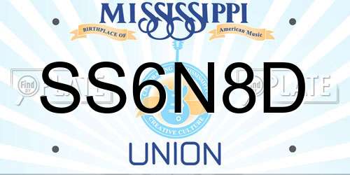 SS6N8D Mississippi License Plate
