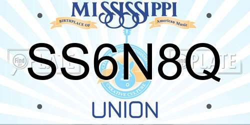 SS6N8Q Mississippi License Plate