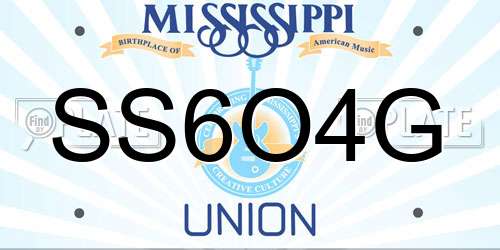SS6O4G Mississippi License Plate