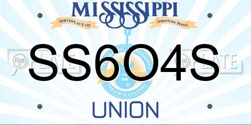 SS6O4S Mississippi License Plate