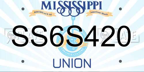 SS6S420 Mississippi License Plate