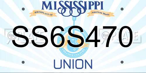 SS6S470 Mississippi License Plate