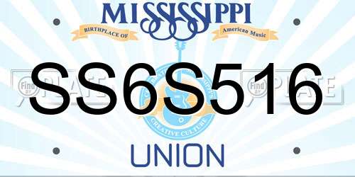 SS6S516 Mississippi License Plate