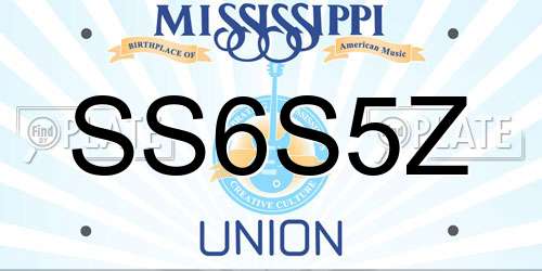 SS6S5Z Mississippi License Plate