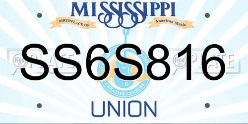 SS6S816 Mississippi License Plate