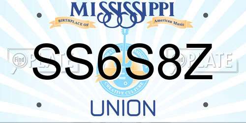 SS6S8Z Mississippi License Plate