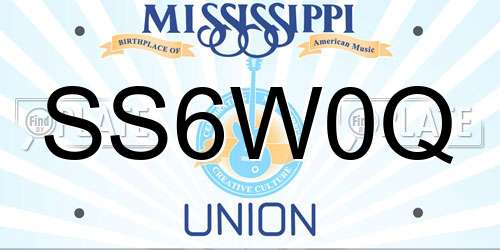 SS6W0Q Mississippi License Plate