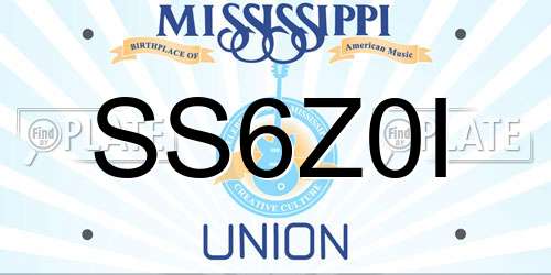 SS6Z0I Mississippi License Plate