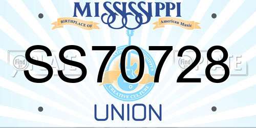 SS70728 Mississippi License Plate