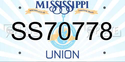 SS70778 Mississippi License Plate