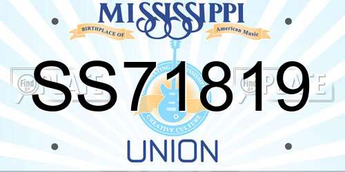 SS71819 Mississippi License Plate