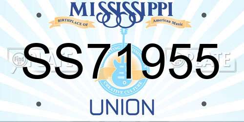 SS71955 Mississippi License Plate