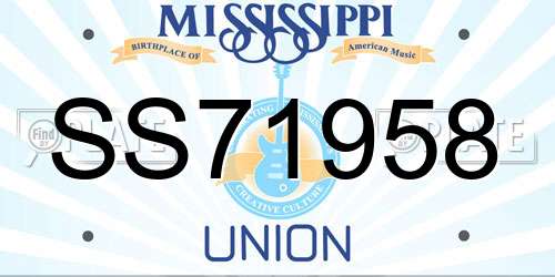 SS71958 Mississippi License Plate