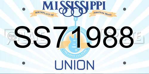 SS71988 Mississippi License Plate