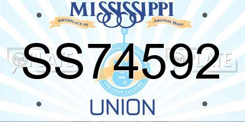 SS74592 Mississippi License Plate