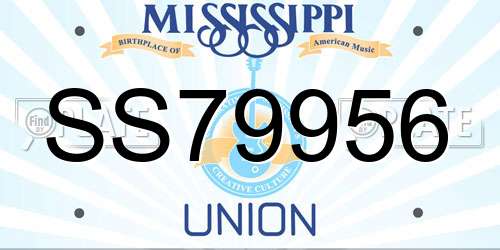SS79956 Mississippi License Plate
