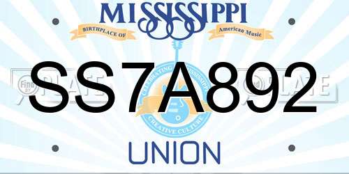 SS7A892 Mississippi License Plate