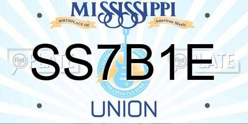 SS7B1E Mississippi License Plate