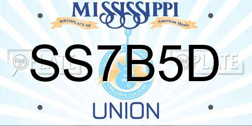 SS7B5D Mississippi License Plate